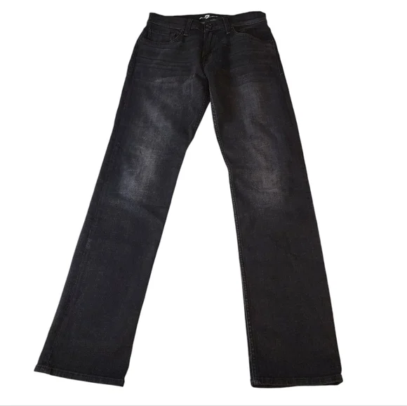 7 For All Man Kind Men's The Straight Black Slim Jeans 31 - Picture 6 of 16